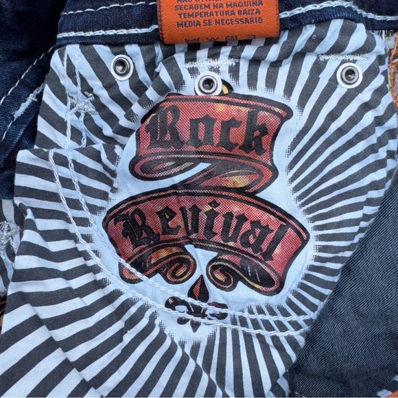 NWOT Rock Revival Women’s Yui Bootcut Jeans 26 Blue Lowrise Rhinestone - Picture 10 of 12